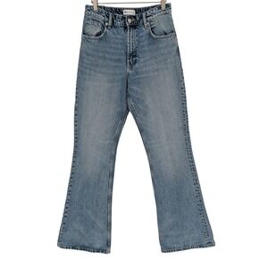 Zara High Rise Flare Jeans Womens 6 Blue Rigid Denim Light Wash Boho Indie Y2K